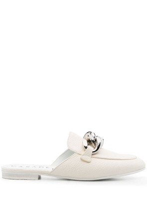 Casadei chain-detail leather slippers - White