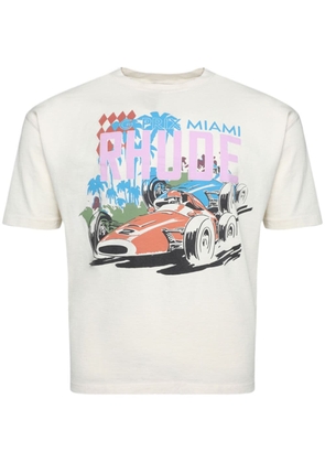 RHUDE Miami Grand Prix cotton T-shirt - Neutrals