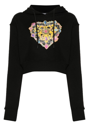 Versace Jeans Couture logo-print cropped hoodie - Black