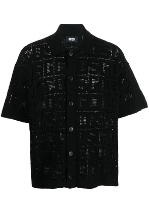 Gcds logo-shape-mesh short-sleeve shirt - Black