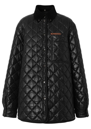 Burberry corduroy-collar diamond-quilted jacket - Black