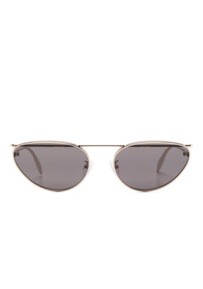 Alexander McQueen Eyewear logo-engraved round-frame sunglasses - Gold