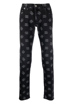 Dolce & Gabbana DG monogram-jacquard jeans - Black