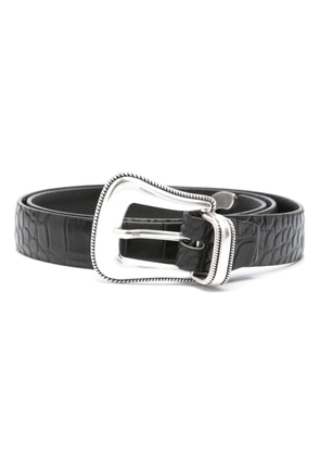 ERALDO croc-embossed leather belt - Black