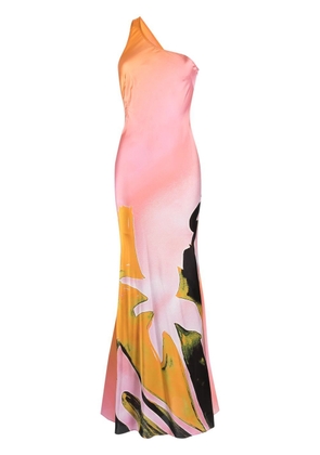 Louisa Ballou graphic-print one-shoulder dress - Pink