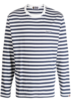 A BATHING APE® striped cotton long-sleeve T-shirt - Blue