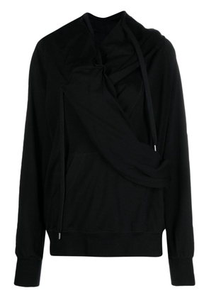 Undercover draped cotton-blend hoodie - Black