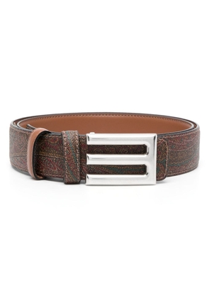 ETRO logo-buckle reversible leather belt - Brown