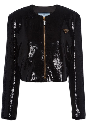 Prada sequin-embellished cropped jacket - Black
