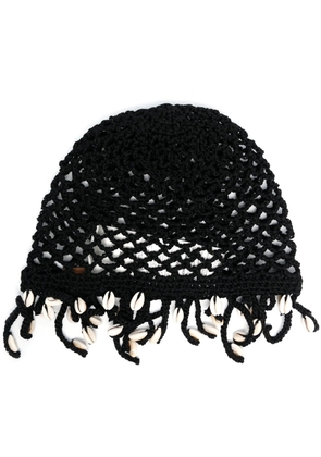 Alanui Mother Nature Cowry shell-embellished knitted hat - Black