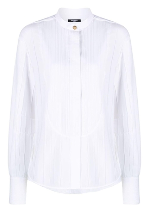 Balmain striped band-collar shirt - White