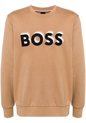 BOSS logo-print cotton sweatshirt - Brown