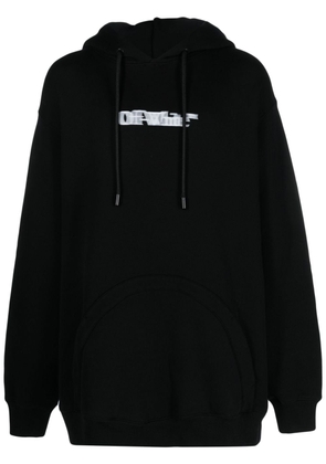 Off-White logo-print cotton hoodie - Black