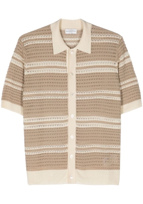 Ballantyne striped crochet-knit polo shirt - Neutrals