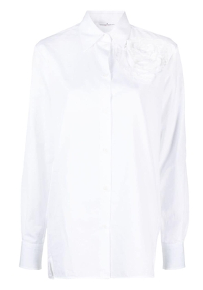 Ermanno Scervino rose-appliqué cotton shirt - White