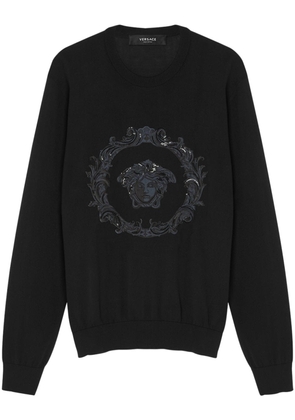 Versace Medusa-embroidered cotton-silk sweatshirt - Black