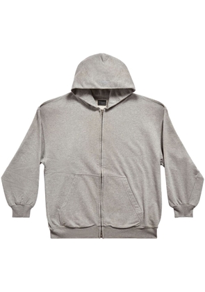 Balenciaga distressed zip-up cotton hoodie - Grey