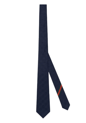 Gucci GG Damier-jacquard silk tie - Blue