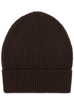 Dolce & Gabbana ribbed-knit turn-up beanie - Brown
