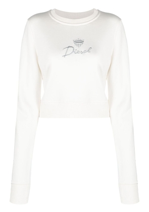 Diesel logo-embroidered long-sleeve top - White
