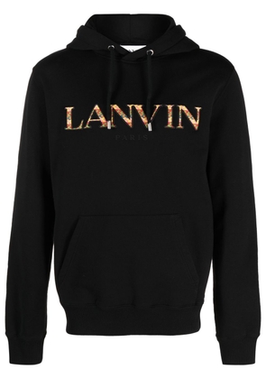 Lanvin embroidered-logo cotton hoodie - Black