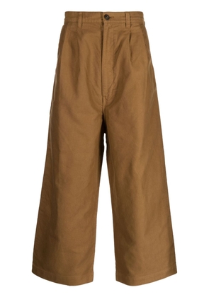 Comme des Garçons Homme wide-leg cropped cotton trousers - Brown