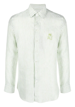 ETRO striped linen long-sleeve shirt - White