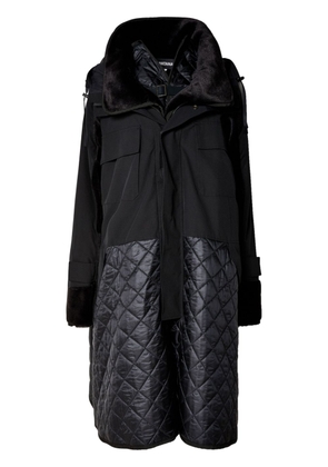 Junya Watanabe quilted hooded parka coat - Black