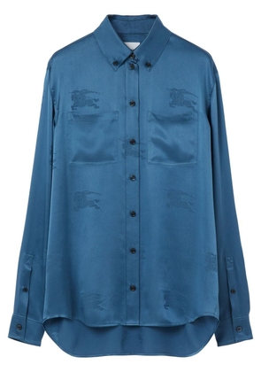 Burberry silk monogram long-sleeved shirt - Blue