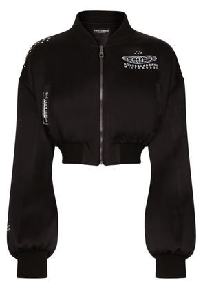 Dolce & Gabbana DGVIB3 logo-print cropped jacket - Black