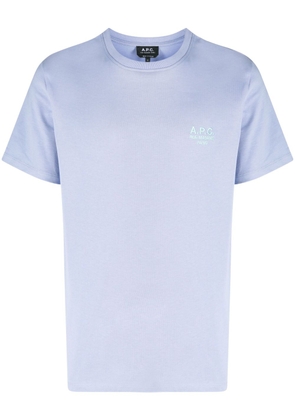 A.P.C. logo-embroidered cotton T-shirt - Purple