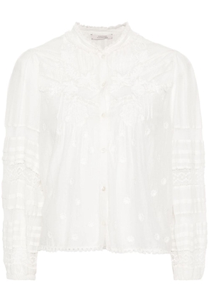 Dorothee Schumacher lace-detailed long-sleeved voile blouse - Neutrals