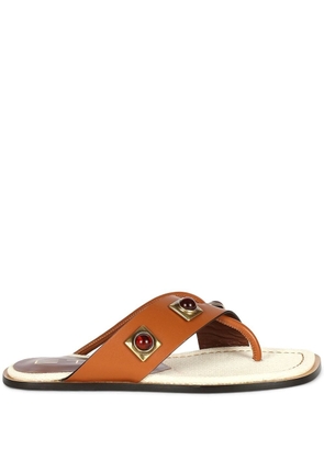 ETRO stone-embellished thong-strap sandals - Brown
