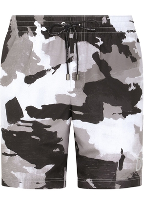 Dolce & Gabbana camouflage-print drawstring swim shorts - Black