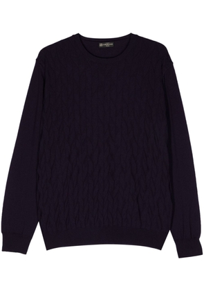Corneliani crew-neck chevron-knit jumper - Purple