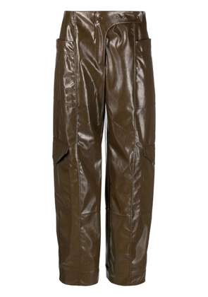 GANNI glossy faux-leather trousers - Brown