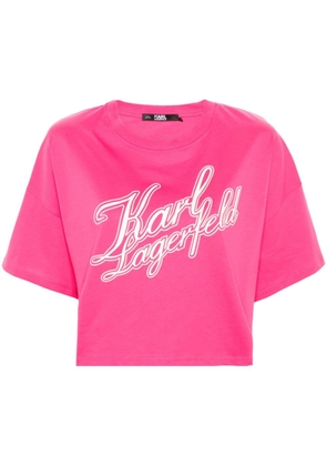 Karl Lagerfeld logo-print cropped T-shirt - Pink