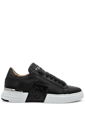 Philipp Plein Glitter Lo-Top leather sneakers - Black