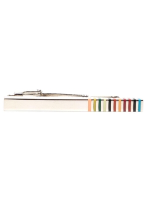 Paul Smith signature-stripe rod edge tie bar - Silver