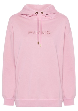 PINKO logo-embroidered cotton hoodie