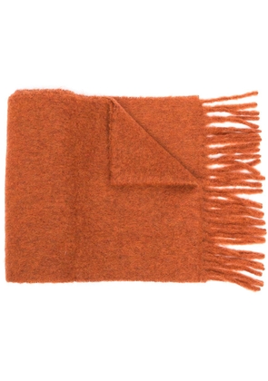 Marni logo-patch fringed scarf - Orange