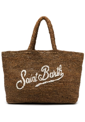 MC2 Saint Barth logo-embroidered raffia beach bag - Brown