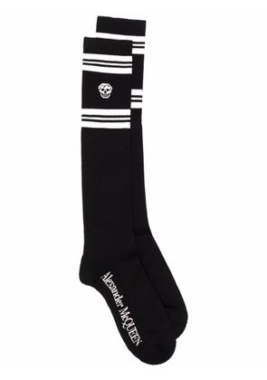 Alexander McQueen logo embroidered socks - Black