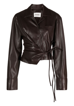 Nanushka Merano faux-leather asymmetric shirt - Brown