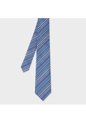 Paul Smith Dark Blue 'Signature Stripe' Silk Tie