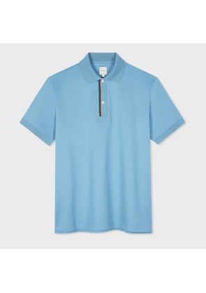 Paul Smith Blue 'Signature Stripe' Trim Polo Shirt