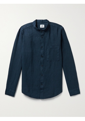 NN07 - Eddie Grandad-Collar Linen Shirt - Men - Blue - S