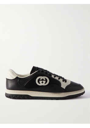 Gucci - Logo-Embroidered Mesh and Leather Sneakers - Men - Black - UK 6