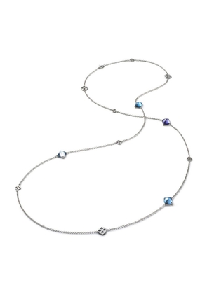 Baccarat Sterling Silver And Crystal Médicis Mirror Long Necklace