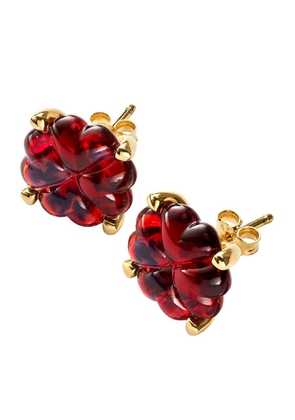 Baccarat Gold Vermeil And Crystal Trèfle Iridescent Stud Earrings